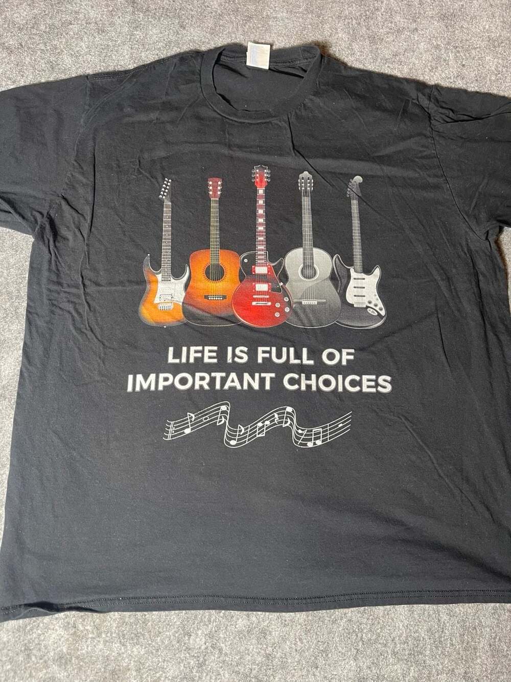 Port & Company Life Is Full Of Important Choices Guitar Graphic T-Shirt Size 2XL